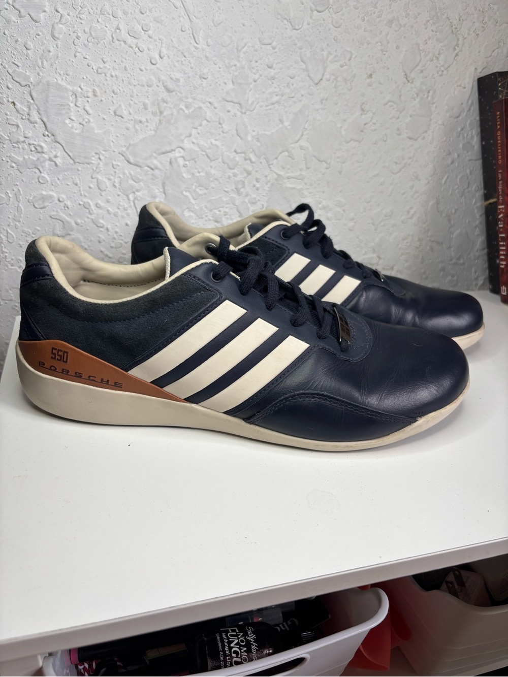 Adidas Porsche Design P’550 Sneakers Men’s US 8.5 Navy Blue Cream Leather Shoes